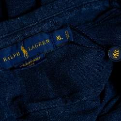 Pre Owned قميص رالف لورين أكسفورد أكمام طويل شبك وزن ريش أزرق مقاس كبير جدا