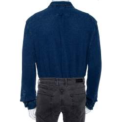 Pre Owned قميص رالف لورين أكسفورد أكمام طويل شبك وزن ريش أزرق مقاس كبير جدا