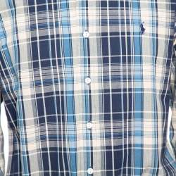 Pre Owned Ralph Lauren Blue Checked Cotton Button Down Custom Fit Shirt M