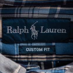 Pre Owned Ralph Lauren Blue Checked Cotton Button Down Custom Fit Shirt M