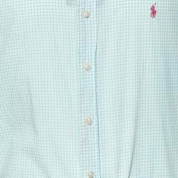Pre Owned Ralph Lauren Green and White Check Cotton Long Sleeve Button Down Shirt XL