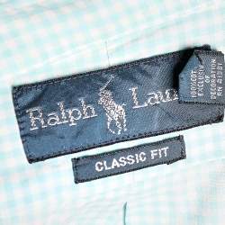 Pre Owned Ralph Lauren Green and White Check Cotton Long Sleeve Button Down Shirt XL