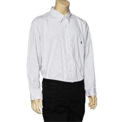 Pre Owned Ralph Lauren White Striped Cotton Button Front Shirt 3XB