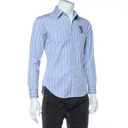 Pre Owned Ralph Lauren Blue Striped Cotton Button Front Shirt M