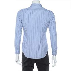 Pre Owned Ralph Lauren Blue Striped Cotton Button Front Shirt M
