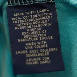 مملوكة مسبقًا تي شيرت رالف لورين قطن بيكيه أزرق مطرز مقاس كبير جدًا - إكس لارج