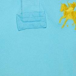 مملوكة مسبقًا تي شيرت رالف لورين قطن بيكيه أزرق مطرز مقاس كبير جدًا - إكس لارج