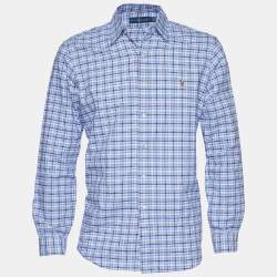 Pre Owned Ralph Lauren Blue Plaid Oxford Button Down Shirt L