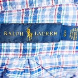 Pre Owned Ralph Lauren Blue Plaid Oxford Button Down Shirt L
