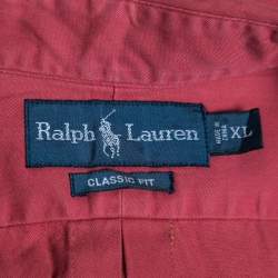 Ralph Lauren Red Cotton Button Front Classic Fit Shirt XL