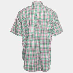 Pre Owned Ralph Lauren Green & Pink Checked Cotton Classic Fit Shirt XL