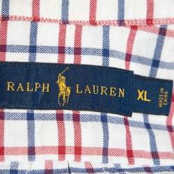 Pre Owned Ralph Lauren White Checked Cotton Button Front Shirt XL