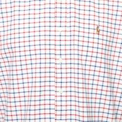Pre Owned Ralph Lauren White Checked Cotton Button Front Shirt XL