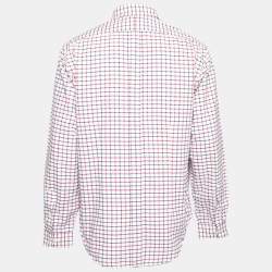 Pre Owned Ralph Lauren White Checked Cotton Button Front Shirt XL
