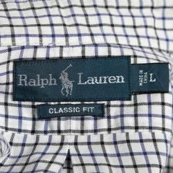 Ralph Lauren White Checked Cotton Button Front Classic Fit Shirt L