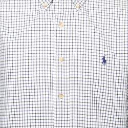 Ralph Lauren White Checked Cotton Button Front Classic Fit Shirt L