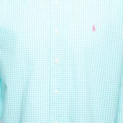 Pre Owned Ralph Lauren Green Checkered Cotton Button Front Shirt XL