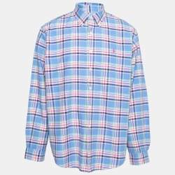 Pre Owned Ralph Lauren Blue Checkered Cotton Button Front Shirt XL