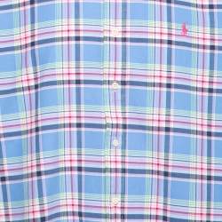 Pre Owned Ralph Lauren Blue Checkered Cotton Button Front Shirt XL