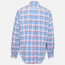 Pre Owned Ralph Lauren Blue Checkered Cotton Button Front Shirt XL