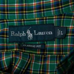 Pre Owned Ralph Lauren Green Checkered Cotton Button Front Shirt L