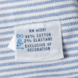 Pre Owned Ralph Lauren White and Blue Striped Cotton Button Front Shirt XL