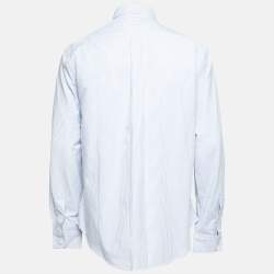 Pre Owned Ralph Lauren White and Blue Striped Cotton Button Front Shirt XL
