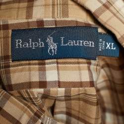 Pre Owned Ralph Lauren Beige Check Print Cotton Full Sleeves Shirt XL