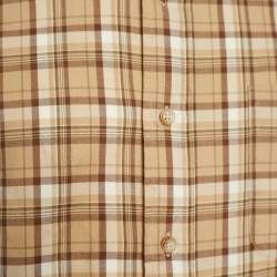 Pre Owned Ralph Lauren Beige Check Print Cotton Full Sleeves Shirt XL