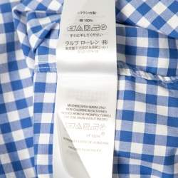 Pre Owned قميص رالف لورين قطن كاروهات أزرق بقصة رفيعة مقاس متوسط - ميديوم