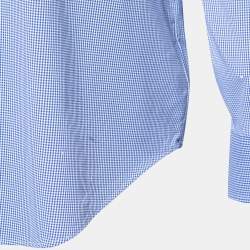 Pre Owned Ralph Lauren Blue Check Print Synthetic Classic Fit Performance Shirt M