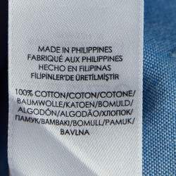 Pre Owned Ralph Lauren Blue Logo Jacquard Cotton Long Sleeve Shirt M
