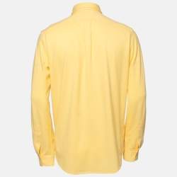 Pre Owned Ralph Lauren Yellow Featherweight Mesh Cotton Long Sleeve Polo Shirt M