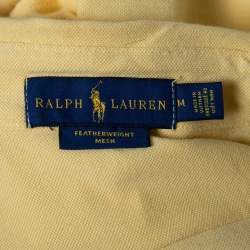 Pre Owned Ralph Lauren Yellow Featherweight Mesh Cotton Long Sleeve Polo Shirt M