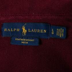 Pre Owned Ralph Lauren Maroon Featherweight Mesh Cotton Long Sleeve Shirt L