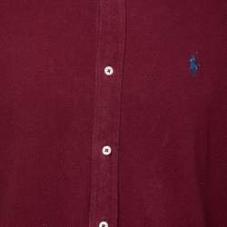 Pre Owned Ralph Lauren Maroon Featherweight Mesh Cotton Long Sleeve Shirt L