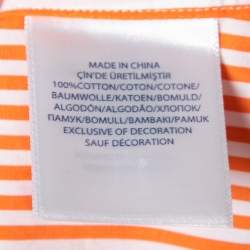 مملوكة مسبقًا قميص رالف لورين قطن مخطط برتقالي بصف أزرار مقاس كبير