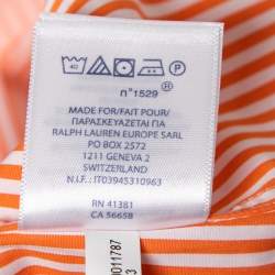 مملوكة مسبقًا قميص رالف لورين قطن مخطط برتقالي بصف أزرار مقاس كبير