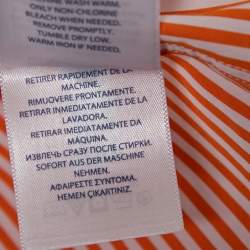 مملوكة مسبقًا قميص رالف لورين قطن مخطط برتقالي بصف أزرار مقاس كبير