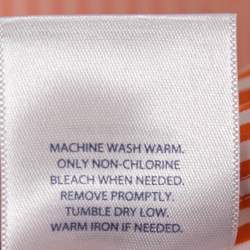 مملوكة مسبقًا قميص رالف لورين قطن مخطط برتقالي بصف أزرار مقاس كبير