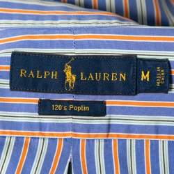 Pre Owned Ralph Lauren Blue Striped 120's Poplin Button Down Shirt M