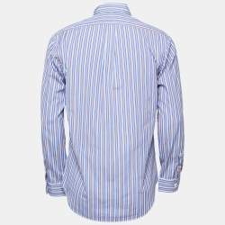 Pre Owned Ralph Lauren Blue Striped 120's Poplin Button Down Shirt M