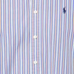 Pre Owned Ralph Lauren Blue Striped 120's Poplin Button Down Shirt M