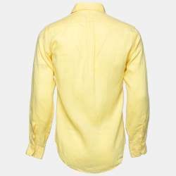 Pre Owned Ralph Lauren Yellow Ocean Wash Linen Slim Fit Button Down Shirt S