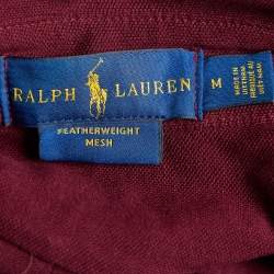 Pre Owned Ralph Lauren Burgundy Featherweight Cotton Mesh Button Front Shirt M