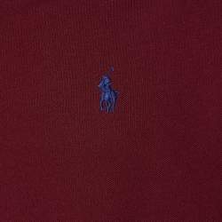 Pre Owned Ralph Lauren Burgundy Featherweight Cotton Mesh Button Front Shirt M