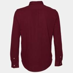 Pre Owned Ralph Lauren Burgundy Featherweight Cotton Mesh Button Front Shirt M