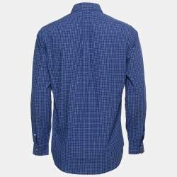 Pre Owned Ralph Lauren Blue Checked Patterned Cotton Button Down Shirt M