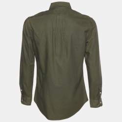 Pre Owned Ralph Lauren Green Cotton Slim Fit Button Front Shirt M