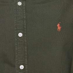 Pre Owned Ralph Lauren Green Cotton Slim Fit Button Front Shirt M